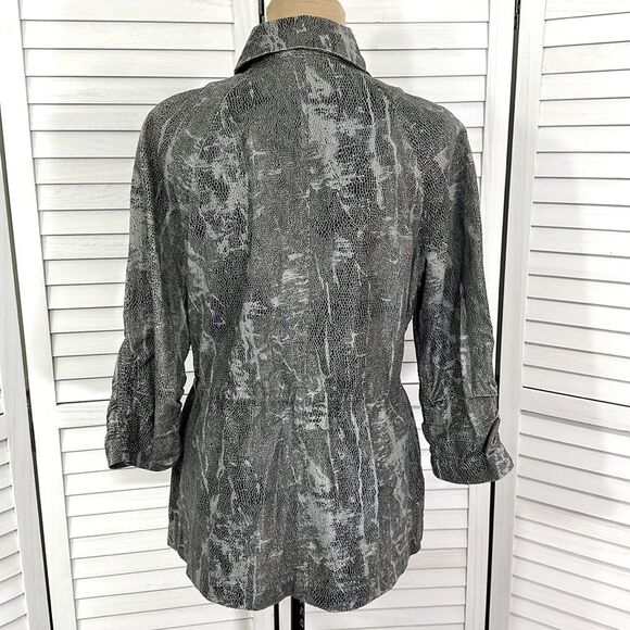 Chico's Gray Jacket Size 1 (8) Peter Pan Collar - Picture 8 of 11